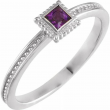 14K White Amethyst Stackable Family Ring